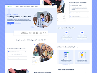 Landing Page Design for Airdroid Parenting Control design landing page design ui user experience design user interface design ux website design
