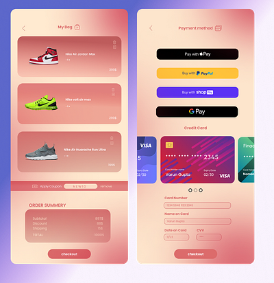 Credit Card Payment & CheckOut #Daily UI #002 branding checkout dailyui design graphic design icon illustration logo minimal nike payment sneakers ui ux web