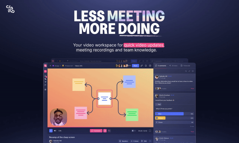 Claap - Less meeting, more doing ai ai note app extension gif interface player principle product design recorder screen recorder transcript transcription video player video recorder