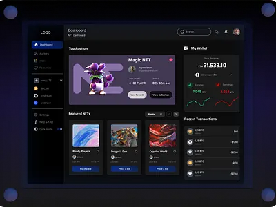 NFT Dashboard Design animation dashboard logo nft nft dashboard nft design nft ui saas ui ui ux user experience user research web web application web page