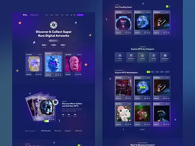 NFT Collection - Landing Page blockchain crypto collections digital art digitalart figma future of art landing page nft nft collection nft community nft marketplace nfts are the future rare nfts ui design uiux design web template web3