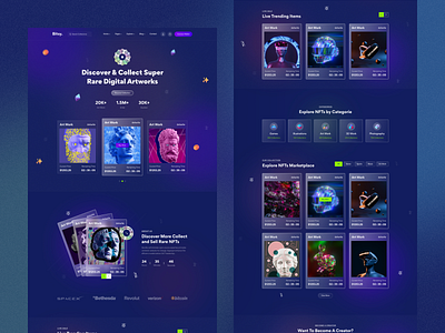 NFT Collection - Landing Page blockchain crypto collections digital art digitalart figma future of art landing page nft nft collection nft community nft marketplace nfts are the future rare nfts ui design uiux design web template web3