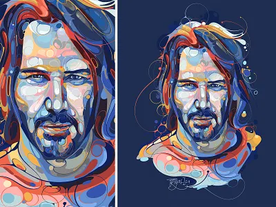 Keanu Reeves actor avatar colorful curve design illustration john wick keanu reeves line portrait portrait illustration profile photo unique unique style