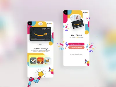 Rewarded Play - mobile gaming colorful creative design earn game gaming mobile modern play rewards ui