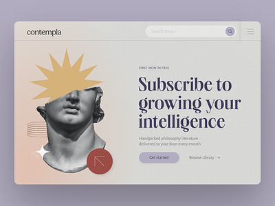 Contempla Landing Page aesthetic branding gradient graphic design landing page membership modern philosophy product design professional subscription typography ui ui ux