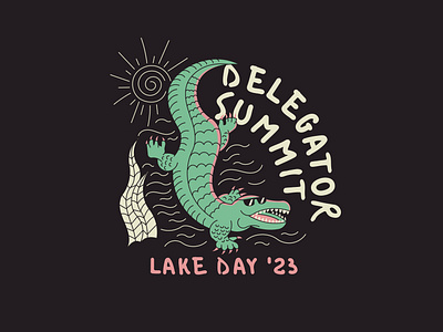 Lake Day T-Shirt Design alligator croc crocodile hand drawn illustration logo rough t shirt typography