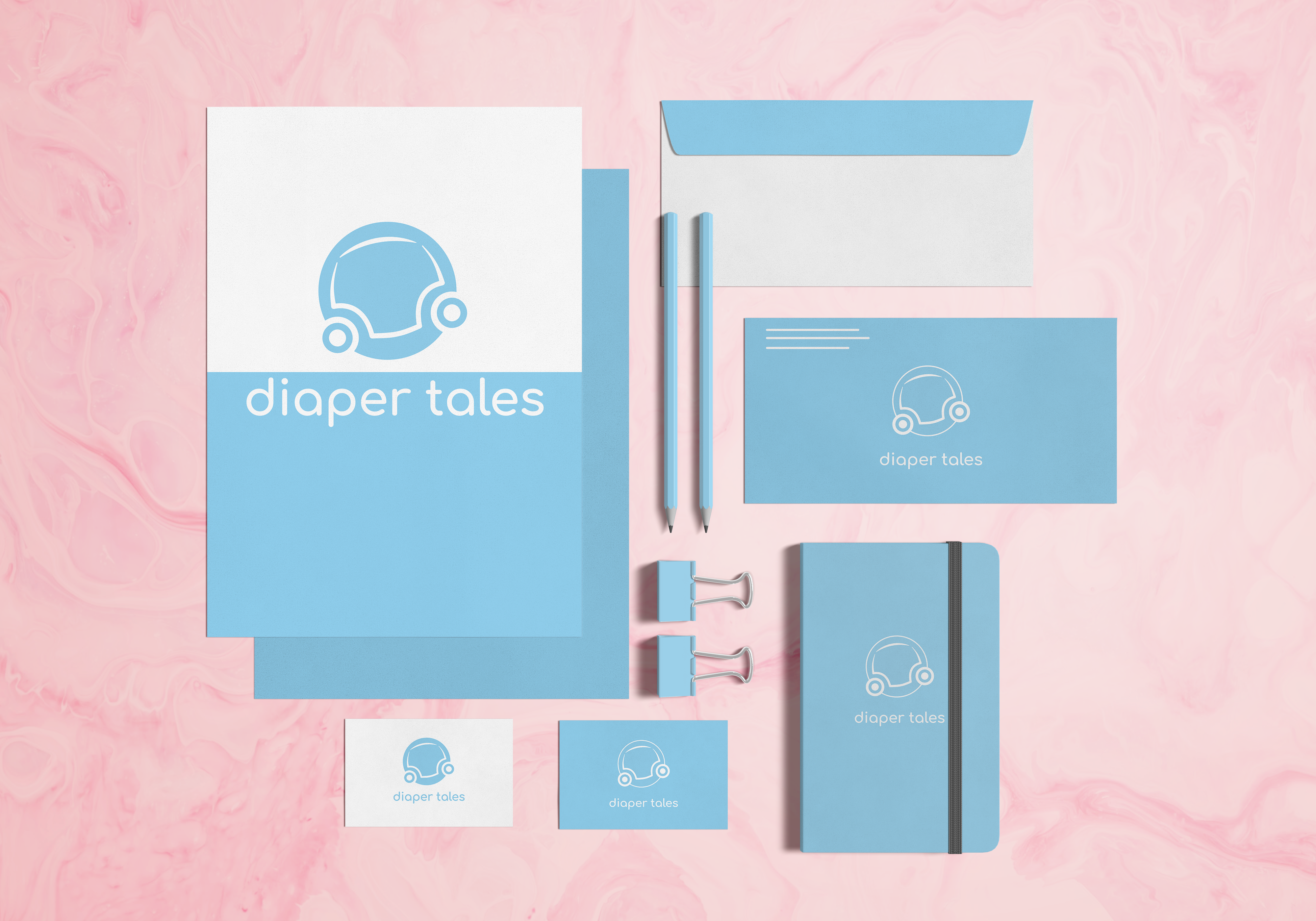 Diaper Tales, Portland Oregon - Logo baby blue brand design branding colorful design diaper graphic design illustration logo mock mock up mockup sustainability sustainable vector