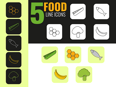 Food line icons design food graphic design icons illustration line