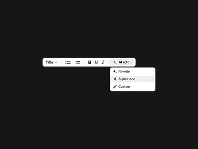 AI Edit - Toolbar adjust ai artificial intelligence chatgpt edit editing gpt minimal modern text ui ux web design webdesign