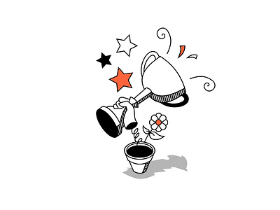 Trophy Illustration celebration edgy growth icon illustration jack in the box line art plant pot simple success trophy