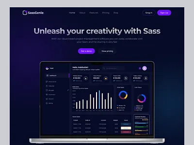 Sass Landing Page 2023 agency website ecommerce website habib home page design minimal design mobile app sass sass design sass website sass website ui8 template design trending website ui ux web app website design