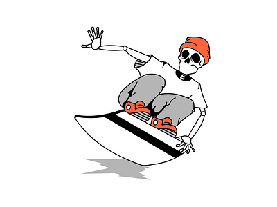 Card Surfing Skeleton banking card credit card debit card edgy icon illustration line art punk skeleton surfing