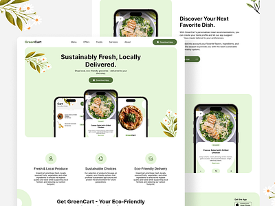Sustainable Grocery Delivery App Design 🔥 aesthetic delivery design food green landing landing page modern ui web web design webapp