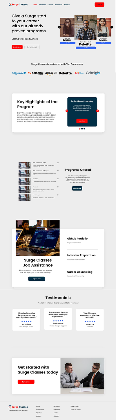 Edutech Startup Landing page branding design ui userinterface ux