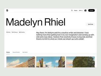 Profile ai edit edit profile minimal modern profile storytelling ui user ux web app web design