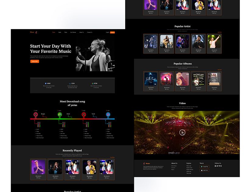 Music Landing Page Design by Md. Mehedi Hasan on Dribbble