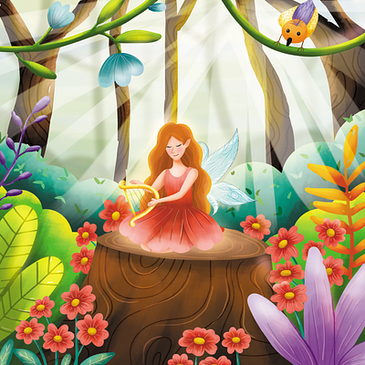 Singing Fairy book illustration childern book childrenbookart childrensbookillustration fairy graphic design illustration kids book illustration kids illustration photoshop story book illustration vector whimscial style