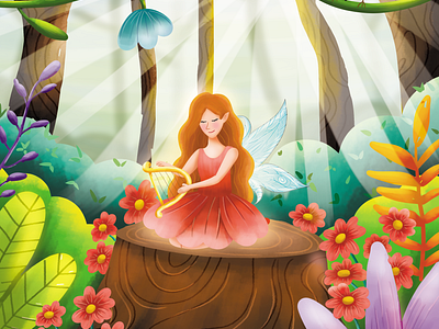 Singing Fairy book illustration childern book childrenbookart childrensbookillustration fairy graphic design illustration kids book illustration kids illustration photoshop story book illustration vector whimscial style