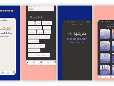 Mo Salah Portfolio android app design android app development branding design flutter flutter app development illustration logo portfolio resume ui ux