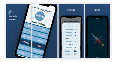 Mo'zen App adhan android app design android app development branding design flutter flutter app development illustration islam islamic logo ui ux