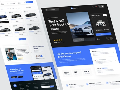 Auto.Hunt - Car Marketplace Website appdesign b2b car markeplace website car marketplace clean design design landing page marketplace mobileapp modern design popular rent car ui uiux vehicle vehicle marketplace vehicle website web app web app makerplace web marketplace