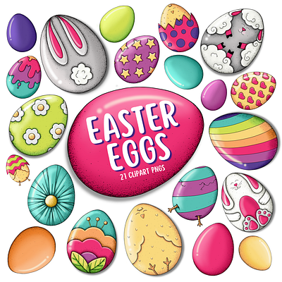 Easter Eggs Clipart Bundle clipart design digital illustration easter easter eggs graphic design graphic elements illustration vector