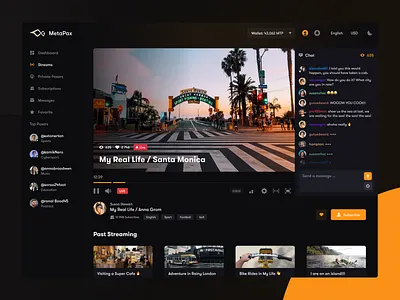 Metapax - Stream app b2b b2c branding crypto cryptocurrency dashboard design dribbble interface metapax platform product stream streaming toglas token ui ux vr