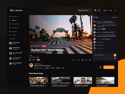 Metapax - Stream app b2b b2c branding crypto cryptocurrency dashboard design dribbble interface metapax platform product stream streaming toglas token ui ux vr