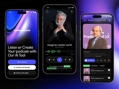 AI Podcast app design ai ai app ai podcast ai tool app apple podcast application artificial intelligence audio audio book figma ios app play podcast podcast app tool ui user interface ux video