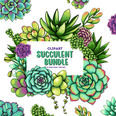 Succulent Clipart Bundle clipart design digital illustration graphic design graphic elements illustration plant art plant clipart succulent clipart