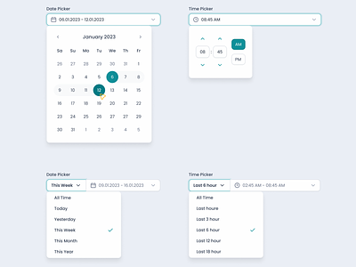 Date Picker & Time Picker % Calendar calendar date date picker dropdown focused gaylan kaka kit picker preset range select time time picker ui