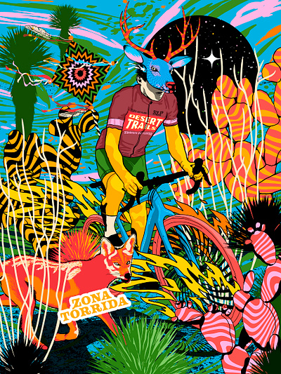 DESERT TRAILS graphic design graphic illustration gravel gravel cycling illustration outdoors photoshop psychedelia psychedelic wacom