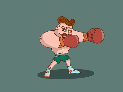 KO Boxer boxer character fighter hair il illustration old school vintage