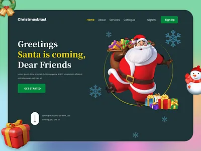 Christmas Website Header 3d app design branding celebration christmas design figma graphic design header illustration landing page logo merry christmas santa ui uiux