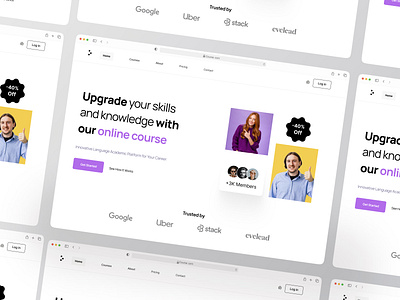 Course Website Design courses courses landing page design e learning education elearning courses landing page learning app online education online learning ui web design website