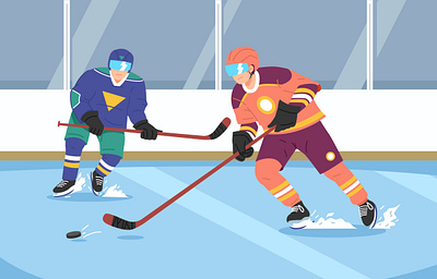 Winter Sport - Ice Hockey Flat Illustration asset flat hockey ice hockey illustration sport vecteezy winter