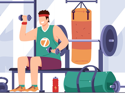 Workout - Flat Illustration assets flat gym illustration men resolution vector workout