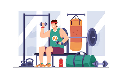 Workout - Flat Illustration assets flat gym illustration men resolution vector workout