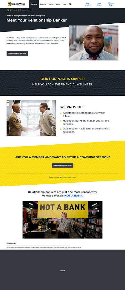 Vantage West - Relationship Banker UX design credit union design finance graphic design mobile ui ux