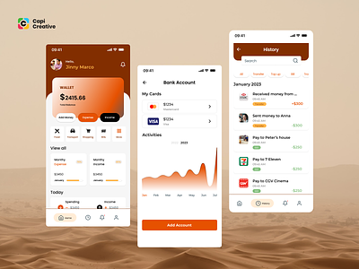 E-wallet - App Design Concept app app design banking capi creative design e-wallet internet banking mobile mobile design ui ui kit wallet