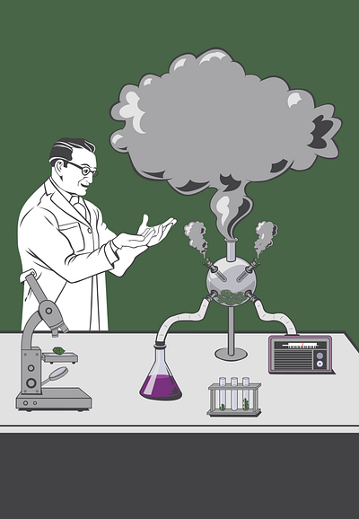 Scientist With Smoke Machine cannabis invention machine science scientist smoke vial