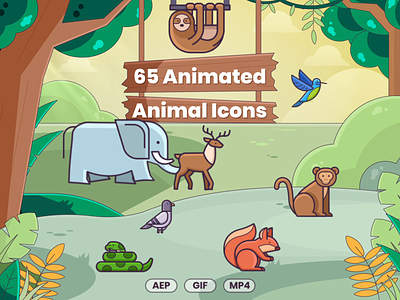 65 Animated Animal Icons animal animated design graphic design icons illustration motion graphics