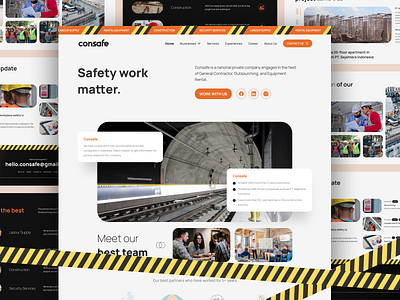 🚧 Consafe : your professional general contractor company bold design branding company contractor design landing landing page orange outsourcing professional professional landing page project saferty ui ui ux under construction ux web webpage website