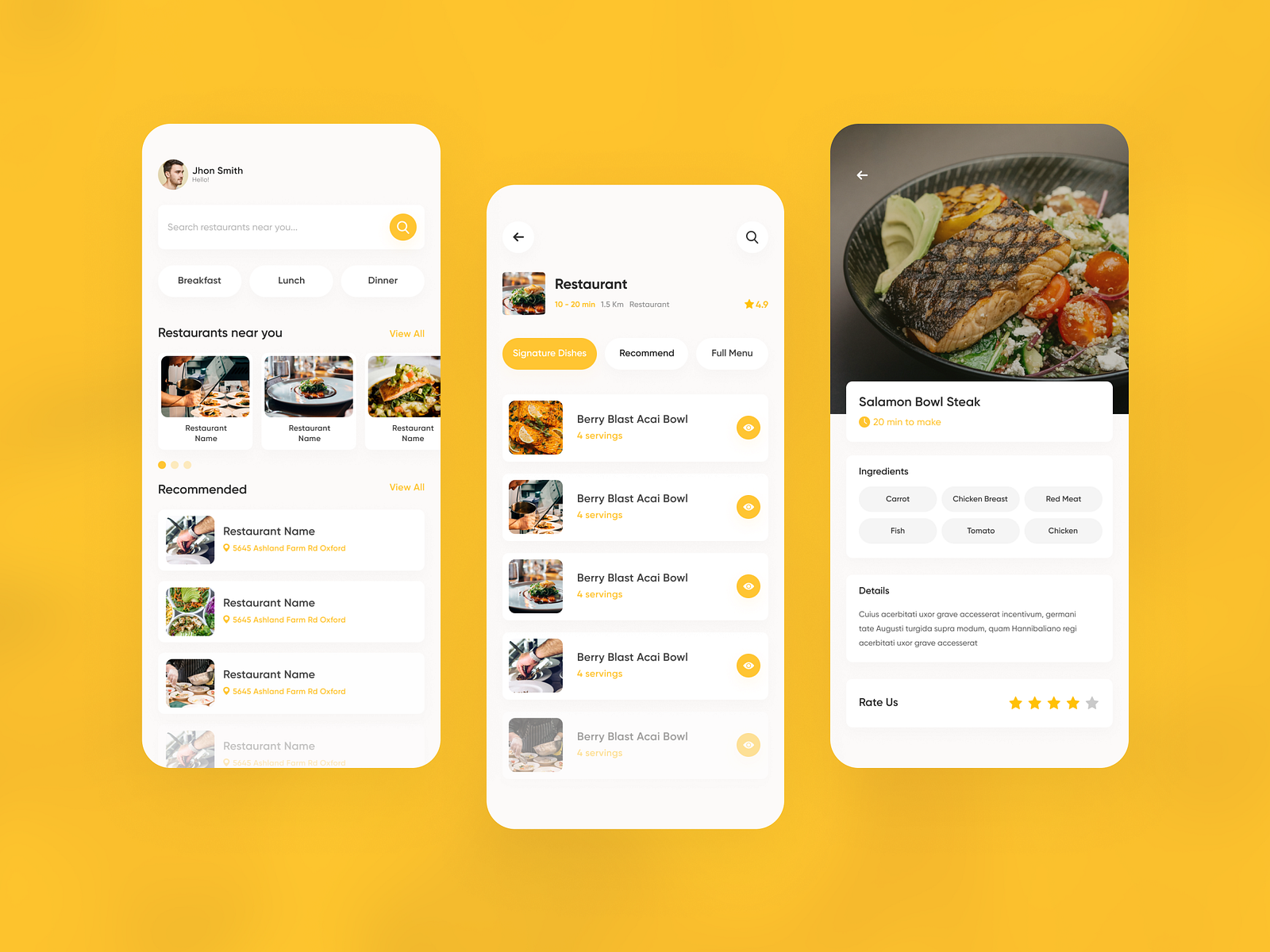 Restaurants App UI Design by Mossux on Dribbble