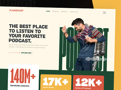 Podcast Website | Landing Page UI audio best podcasts flamekast homepage inspiration landing page landingpage podcast podcasting radio saas streaming streaming platform typography uidesign uiux web web design webdesign website