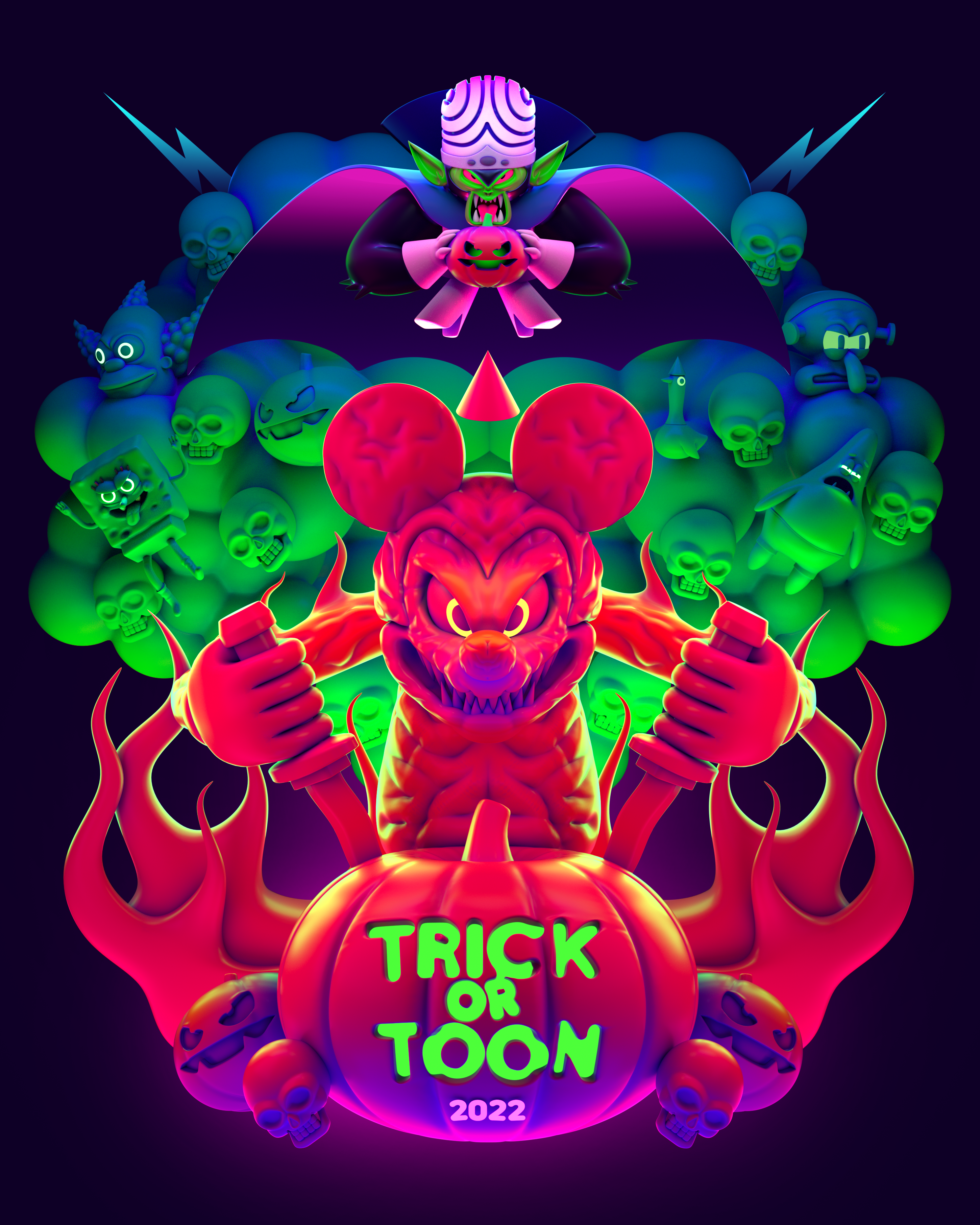 HALLOWEEN 3d c4d character duck fire halloween illustration octane render