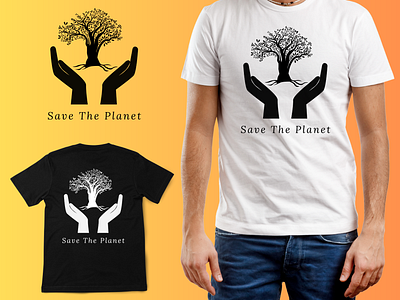 Save The Planet T-shirt Design black t shirt branding design graphic design illustration mens t shirt minimalistic t shirt design most popular planet print print t shirt save the planet t shirt t shirt design trending trending t shirt design typography white t shirt