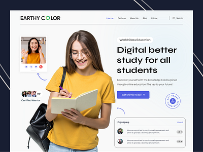 Learning Platform Landing Page branding classes course e learning education elearning courses graphic design online class online school product study teaching training ui ux web3 website