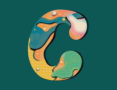 'C' for 36 Days of Type abstract challenge concept design flat illustration illustrator lettering letters patterns shapes texture type