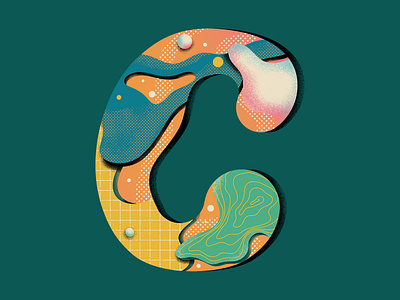 'C' for 36 Days of Type abstract challenge concept design flat illustration illustrator lettering letters patterns shapes texture type